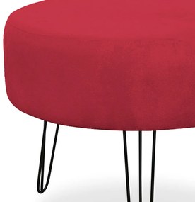 Kit 04 Puffs Redondos para Sala Chloe Suede Vermelho