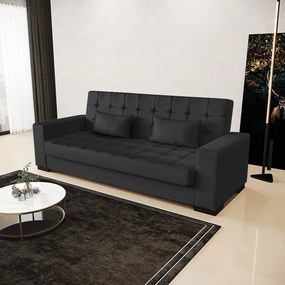 Sofá Cama Casal 3 Lugares 210cm Lisboa Corino  D03 - D'Rossi - Preto