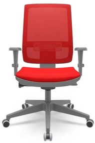 Cadeira Brizza Diretor Grafite Tela Vermelha Assento Aero Vermelho Base Autocompensador Piramidal - 66223 Sun House