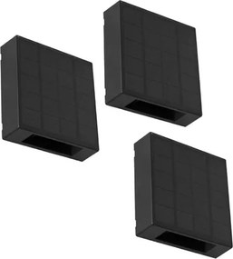 Kit 3 Arandelas Led Abs Preto 1W 3000K Ip65 Solar