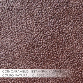 Poltrona Decorativa Sala de Estar Pés Madeira Kairós Couro Caramelo G03 - Gran Belo