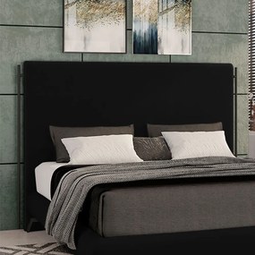 Cabeceira Design para Cama de Casal Bezos Pés em Madeira Veludo Preto G91 - Gran Belo