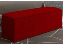 Calçadeira Baú Casal Queen 160cm Paris Veludo Vermelho - JS Móveis