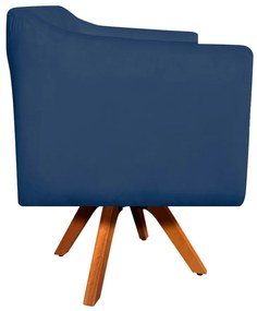 Kit 01 Namoradeira 02 Lugares e 01 Poltrona Giratória Julia Suede Azul Marinho com Strass Base Madeira MM30 D'Rossi