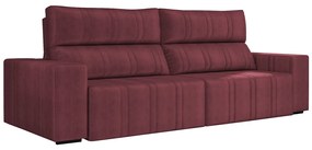 Sofá Retrátil 214 cm Sala de Estar Leonel Suede Bordô G52 - Gran Belo