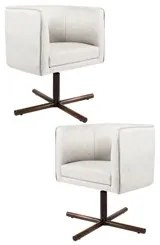 Kit 2 Poltronas Decorativas Giratórias Base Xis Madeira Betina A-48 Li