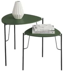 Mesa Lateral Para Sala Pés Metálicos Kit 2 Blen Musgo/Preto I06 - Mpoz