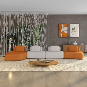 Sofá 4 Lugares Orgânico com Chaise e 3 Módulos Berlim Bouclê Caramelo/Cinza Claro K01 - D'Rossi