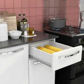 Cozinha Aço Amanda Branca Com Tampo Armário Aéreo Gabinete