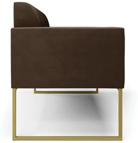 Sofá Namoradeira Base Industrial Dourado Marisa Suede Marrom D03 - D'Rossi