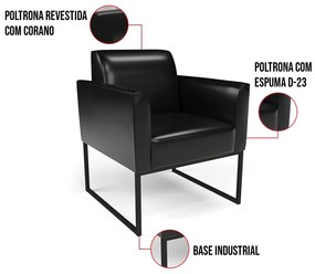 Kit 2 Poltronas Base Industrial Preto Marisa Corano - Preto