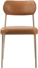 Cadeira Jantar Estofada Pé Metal Rosê Kit 4 Lavy Sintético Amarula S08