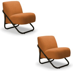 Poltrona Sala Estar Industrial Preto Kit 2 Martina Bouclê K01 - D'Rossi - Caramelo