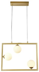 Pendente Balanço 35X45Cm 3Xg9 Retangular Horizontal Metal Dourado Vidr...