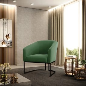 Poltrona Decorativa Industrial Preto Kit 2 Stella Suede Verde D03 - D'Rossi