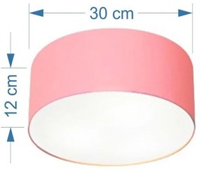Plafon Cilíndrico Md-3010 Cúpula em Tecido 30x12cm Rosa Bebê - Bivolt
