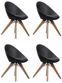 Cadeira para Sala Base Giratória de Madeira Kit 4 Elen Preto R02 - D'Rossi