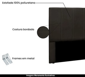 Cabeceira Decorativa Casal 1,40M Erza PU Marrom G63 - Gran Belo