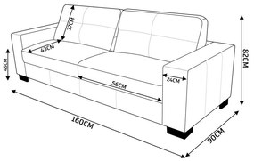 Sofá 2 Lugares Sala de Estar Pés Madeira kenny 160 cm Couro Preto G43 - Gran Belo
