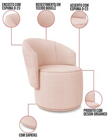 Sofá Namoradeira e Poltrona Orgânica para Sala Malu Bouclê M11 - D'Rossi - Rose
