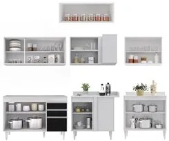 Armário de Cozinha Modulado de Canto 7 Peças CP19 Balcão sem Tampo Bra