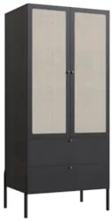 Guarda Roupa Solteiro 80cm Com 2 Portas Arlo Nero Preto A10 - Mpozenat