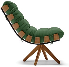 Poltrona Giratória Costela Suede Base de Madeira MA30 M11 - D'Rossi - Verde