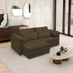 Sofá Retrátil Elétrico Sala de Estar Nolan Bipartido 250cm Conforto Premium em Couro Cappuccino G58 - Gran Belo