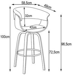 Kit 05 Banquetas para Cozinha Giratória Brenna Base Madeira PU Sintético Marrom G56 - Gran Belo