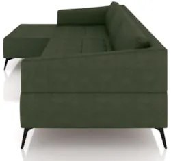 Sofá 5 Lugares 326cm Com Chaise Esquerdo Eko Couro Verde Z55 - Mpozena