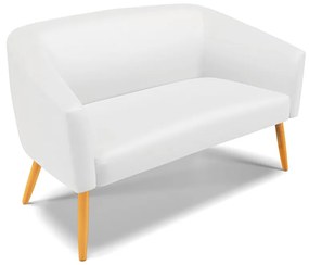 Sofá 2 Lugares Namoradeira Pé Palito Castanho Stella Sintético Branco D03 - D'Rossi