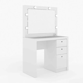 Penteadeira Camarim 90x41cm 6 Soquetes 3 Gavetas Branca