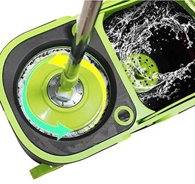 Esfregão Mop Giratório Limpeza + Balde Inox Rodinha + Microfibra Alta Qualidade