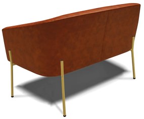 Sofá Namoradeira e Poltrona Pé de Ferro Dourado Stella Sintético PU D03 - D'Rossi - Nozes