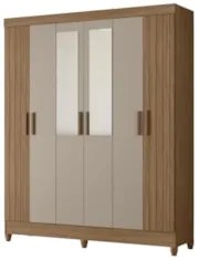 Guarda Roupa Casal 165cm Com Espelho Guiana Carvalho/Fendi Z17 - Mpoze