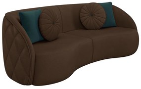Sofá Decorativo 318cm com Almofadas Redondas Clarke PU Marrom G45 - Gran Belo