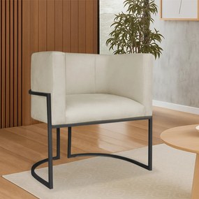 Poltrona Dália Luxo Moderna Estofada Design Sofisticado com Base de Ferro Preto Suede