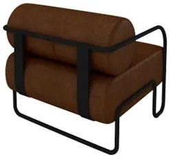Poltrona Decorativa Industrial Kit 2 Kira Z08 Sintético Marrom Escuro