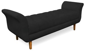 Recamier Olinda Veludo 160 cm Pés Chanfrado Castanhos - D'Rossi - Preto