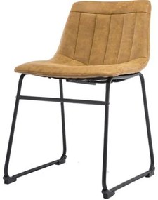 Cadeira Tamara Assento Courino Caramelo com Base Aco Preto - 53159 Sun House