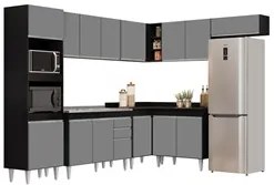 Armário de Cozinha Modulada de Canto 8 Peças CP03 Balcão com Pia Inox