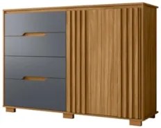 Cômoda Para Quarto 4 Gavetas 147cm Gênova Z17 Freijó/Cinza - Mpozenato