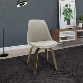 Kit 2 Cadeiras Decorativas Sala e Escritório SoftLine Linho Bege G56 - Gran Belo