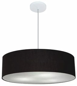 Lustre Pendente Cilíndrico Md-4221 Cúpula em Tecido 60x15cm Preto - Bivolt