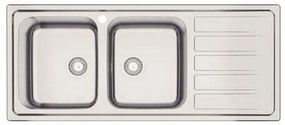 Cuba de Sobrepor Tramontina Marea Deep 2C 34 Plus 116 x 50 cm em Aço Inox Acetinado com Furo para Torneira