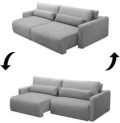 Sofá Retrátil Reclinável 210cm Sinna F05 Linho Cinza - Mpozenato