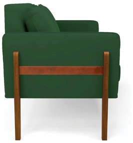 Sofá Namoradeira Lana Veludo Verde Base de Madeira - D'Rossi