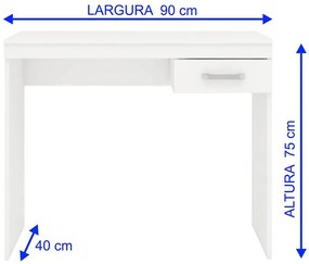 Mesa Escrivaninha Escritório Home Office 1 Gaveta Branco
