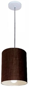 Lustre Pendente Cilíndrico Md-4200 Cúpula em Tecido 14x15cm Café - Bivolt