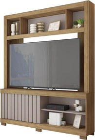 Estante TV 60 Pol 160cm Sala de Estar Ravik C01 - D'Rossi - Bege Amarelado/Cinza